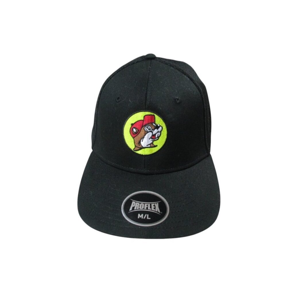 Buc-ee's‎ Proflex Unisex Trucker Hat Black Embroidered Logo Mesh Back Size M/L